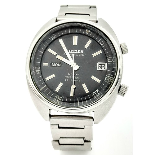 457 - A Rare Vintage Citizen Seven Star Deluxe Automatic Gents Watch. Stainless steel bracelet and case - ... 