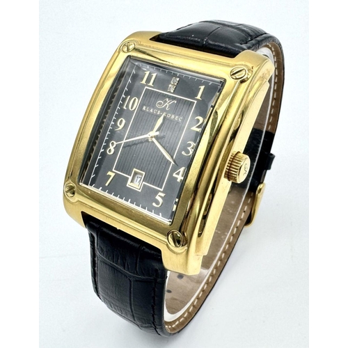 581 - Impressive Gentleman’s KLAUS-KOBEC WRISTWATCH. Model WB135513 finished in Gold  plated stainless ste... 