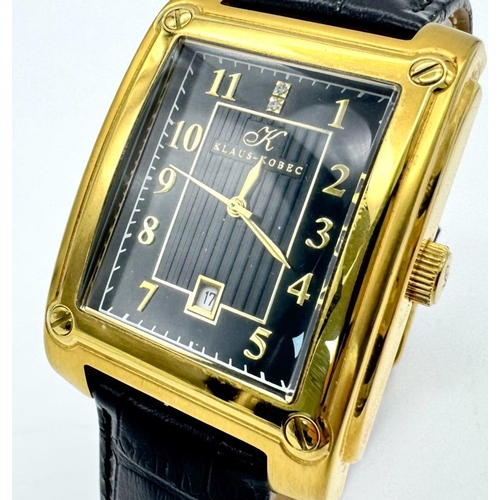 581 - Impressive Gentleman’s KLAUS-KOBEC WRISTWATCH. Model WB135513 finished in Gold  plated stainless ste... 