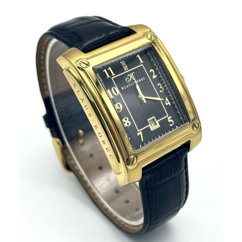 581 - Impressive Gentleman’s KLAUS-KOBEC WRISTWATCH. Model WB135513 finished in Gold  plated stainless ste... 