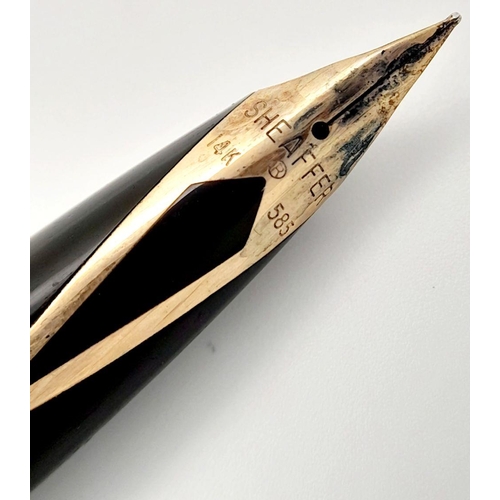 595 - Vintage SHEAFFER FOUNTAIN PEN. Brushed Stainless Steel Finish with 14 Karat GOLD NIB. Excellent cond... 