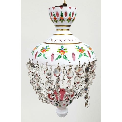 611 - A RARE AND WONDERFULL VICTORIAN CRANBERRY GLASS  CHANDILER. VERY HARD TO FIND IN SUCH GOOD CONDITION... 