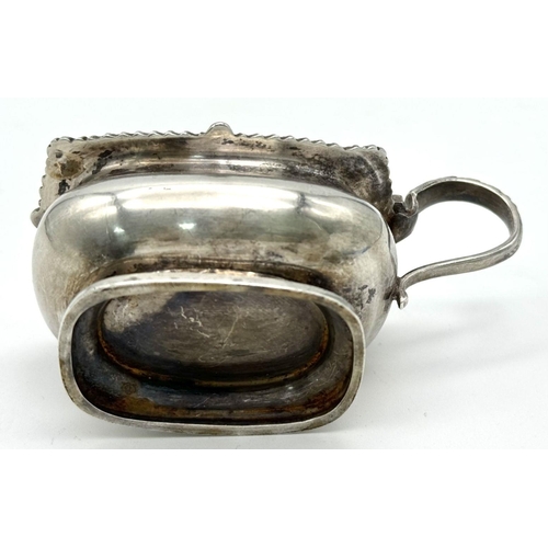 630 - Vintage SILVER MUSTARD POT. Elegant scroll handle with twisted Gadroon and Shell detail to lid. Comp... 