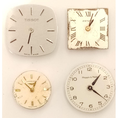 636 - 4 X MOVEMENTS AND DIALS ZENITH, LONGINES, TISSOT & MAPPIN & WEBB. Ref: RPM 7002