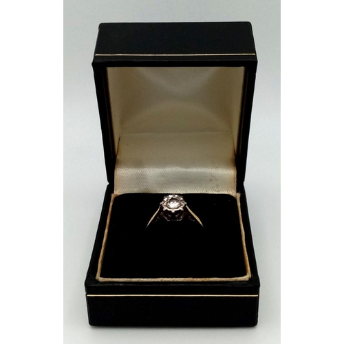 883 - An 18K Yellow Gold Diamond Solitaire Ring. Size N. A 0.30ct brilliant round cut diamond. 3g total we... 