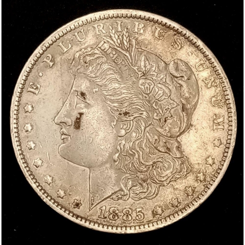 885 - An 1885 New Orleans Mint “Extremely Fine’ Condition Morgan Silver Dollar. Graded on the Sheldon Scal... 