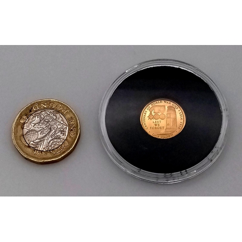 902 - A 9K Gold Proof Commemorative Coin - In capsule. 1g. Limited edition.