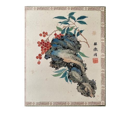 120 - Two pieces of painting with poem; Chinese ink and watercolor on paper scroll; Painted by Lin Huiyin,... 