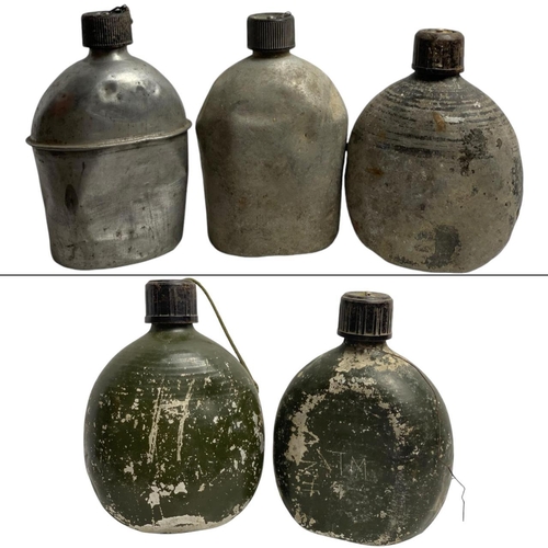 1786 - Five Vietnam War era U.S. Army metal canteens, including three aluminum canteens dated 1951-1953, me... 