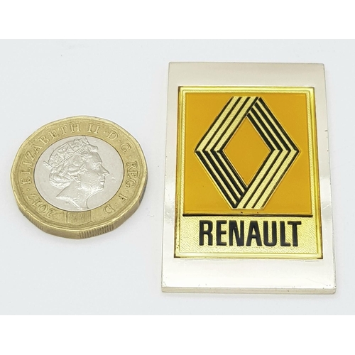 1217 - A STERLING SILVER RENAULT CAR MANUFACTURER PLACK. 23.6G