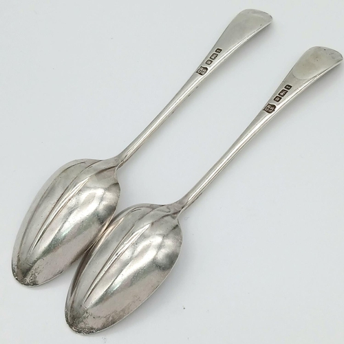 1377 - 2X antique sterling silver teaspoons. Full Sheffield hallmarks, 1911. Total weight 32.8G. Total leng... 