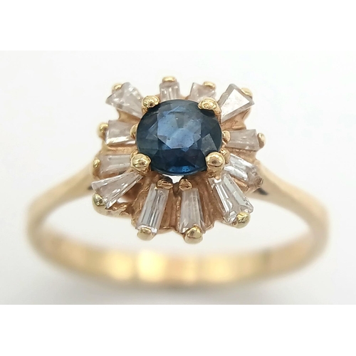 1378 - A 14K YELLOW GOLD DIAMOND & SAPPHIRE FANCY CLUSTER RING 0.25CT 2.3G SIZE L 1/2. Ref: TAN 7002