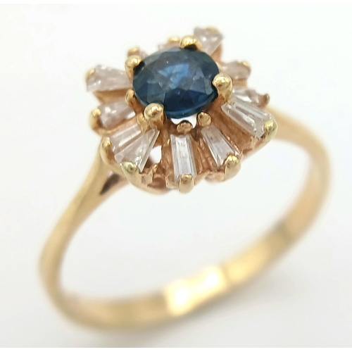 1378 - A 14K YELLOW GOLD DIAMOND & SAPPHIRE FANCY CLUSTER RING 0.25CT 2.3G SIZE L 1/2. Ref: TAN 7002