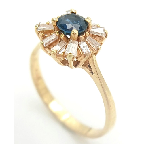 1378 - A 14K YELLOW GOLD DIAMOND & SAPPHIRE FANCY CLUSTER RING 0.25CT 2.3G SIZE L 1/2. Ref: TAN 7002