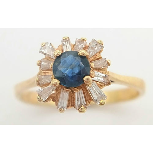 1378 - A 14K YELLOW GOLD DIAMOND & SAPPHIRE FANCY CLUSTER RING 0.25CT 2.3G SIZE L 1/2. Ref: TAN 7002