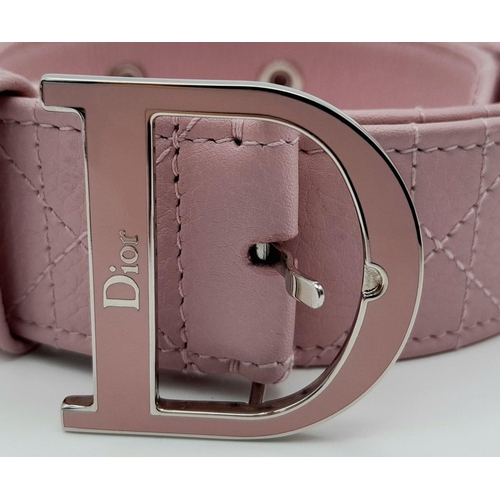 165 - A Christian Dior Pink Leather Belt. 100cm total length. In good condition. Please see photos or requ... 