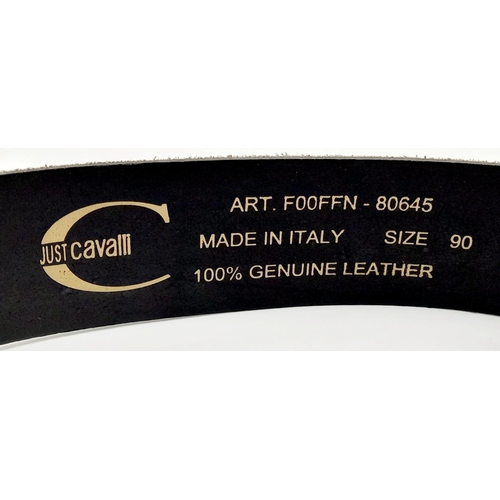 368 - A Roberto Cavalli Dark Brown Leather Belt. 101cm total length. In good condition. Please see photos ... 