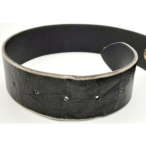 368 - A Roberto Cavalli Dark Brown Leather Belt. 101cm total length. In good condition. Please see photos ... 