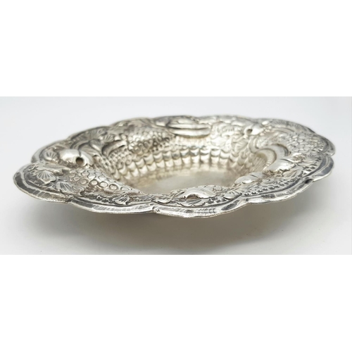 618 - A RARE AND UNUSUAL SUPERB RUSSIAN ANTIQUE SILVER STRAWBERRY DISH - WONDERFUL ITEM FROM A PRIVATE COL... 