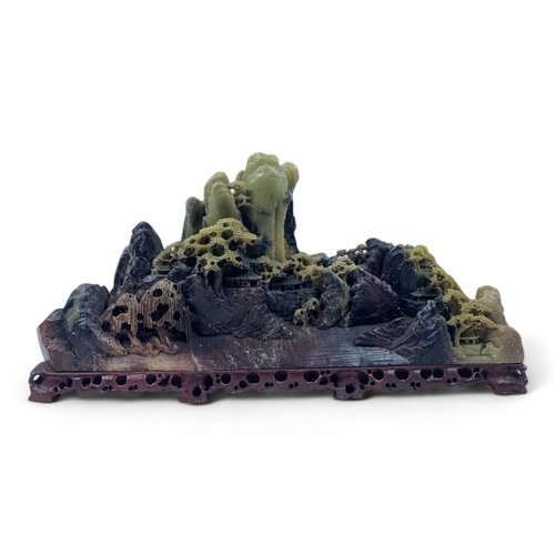 1226 - A rare vintage Chinese Shoushan natural Stone Miniature Landscape Sculpture. Finely hand carved from... 