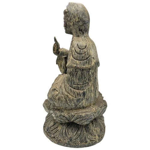 1569 - A rare and large vintage hand carved Agarwood seated Buddha statue. The natural agarwood fragrance i... 