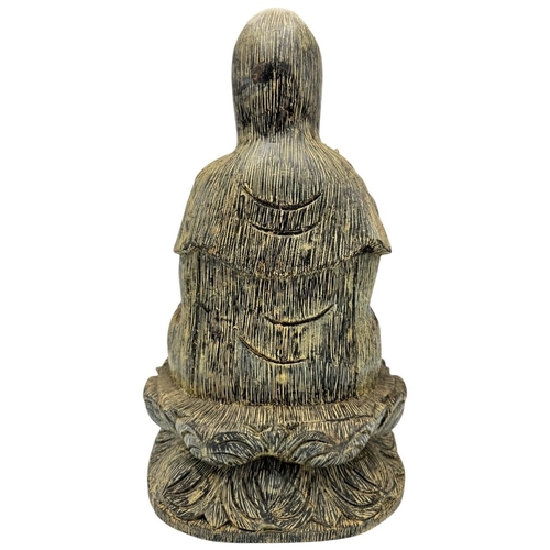 1569 - A rare and large vintage hand carved Agarwood seated Buddha statue. The natural agarwood fragrance i... 