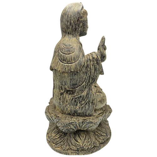 1569 - A rare and large vintage hand carved Agarwood seated Buddha statue. The natural agarwood fragrance i... 