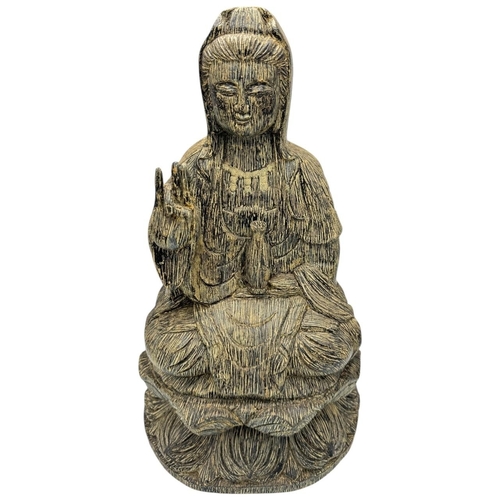 1569 - A rare and large vintage hand carved Agarwood seated Buddha statue. The natural agarwood fragrance i... 