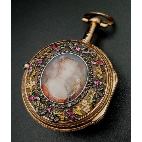 141 - A Possibly Unique Mid to late 18th Century Pocket Watch. Verge escapement. Made by the prestigious F... 