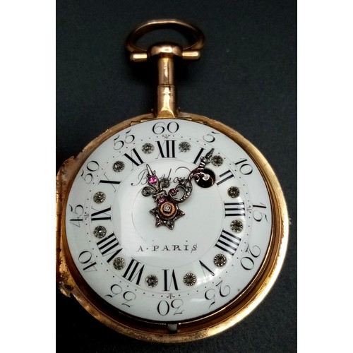 141 - A Possibly Unique Mid to late 18th Century Pocket Watch. Verge escapement. Made by the prestigious F... 