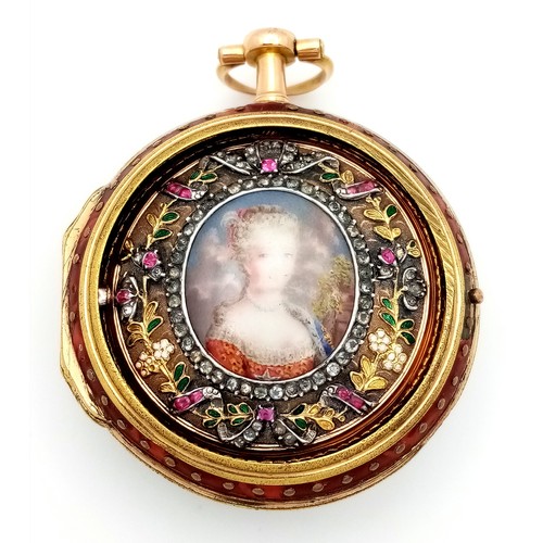 141 - A Possibly Unique Mid to late 18th Century Pocket Watch. Verge escapement. Made by the prestigious F... 