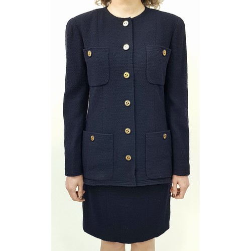 99 - A Gorgeous, Timeless Vintage Chanel Navy Wool Two Piece Suit - La Petite Veste Noire. Gilded Chanel ... 