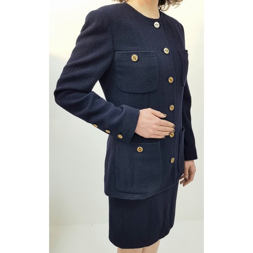 99 - A Gorgeous, Timeless Vintage Chanel Navy Wool Two Piece Suit - La Petite Veste Noire. Gilded Chanel ... 