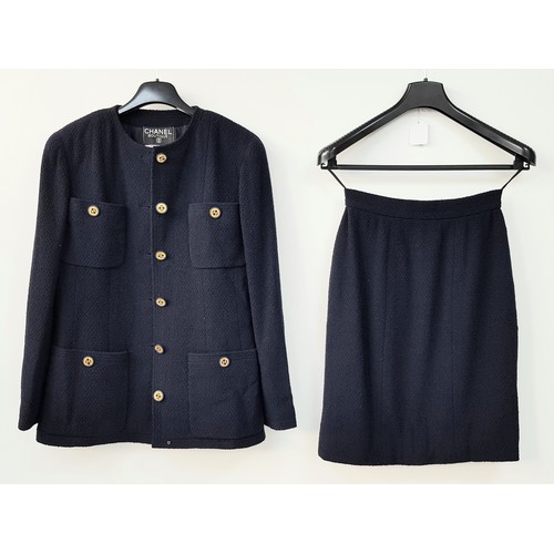 99 - A Gorgeous, Timeless Vintage Chanel Navy Wool Two Piece Suit - La Petite Veste Noire. Gilded Chanel ... 