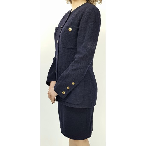 99 - A Gorgeous, Timeless Vintage Chanel Navy Wool Two Piece Suit - La Petite Veste Noire. Gilded Chanel ... 