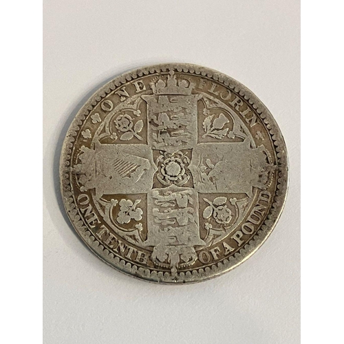 448 - 1849 SILVER GOTHIC FLORIN. Fine condition. This is the infamous coin with no religious reference (de... 