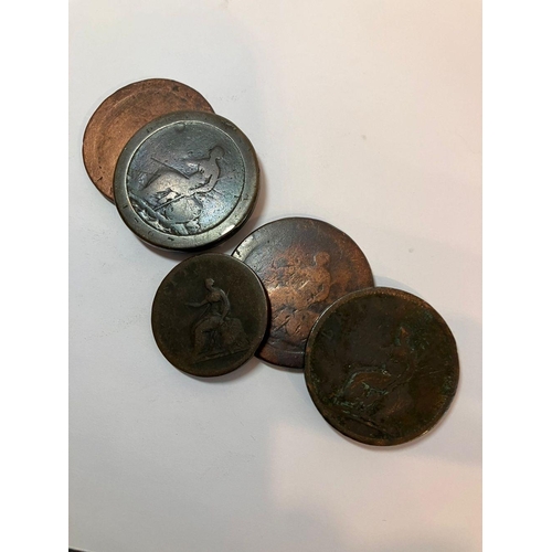 693 - ANTIQUE selection of COPPER CARTWHEEL COINS.Worn condition. Please see picture.