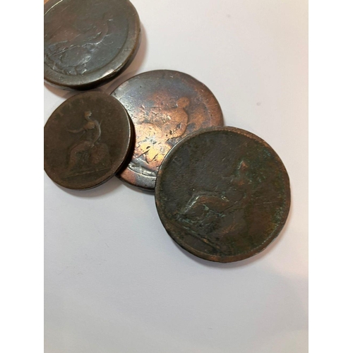 693 - ANTIQUE selection of COPPER CARTWHEEL COINS.Worn condition. Please see picture.