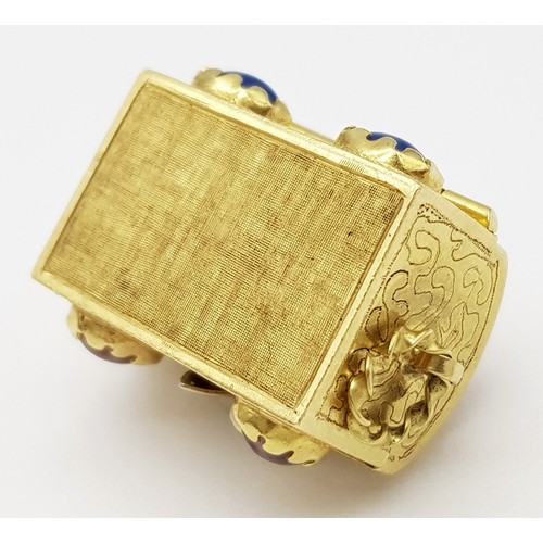 170 - An 18K Gold (tests as) Gem Set Treasure Chest Pendant. Opens - perfect as a pill box. 20mm x 15mm. 9... 