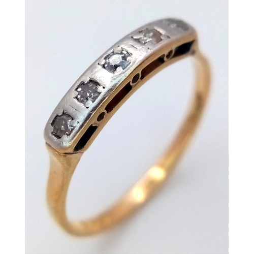 1814 - A 18K YELLOW GOLD & PLATINUM VINTAGE DIAMOND RING 2.1G SIZE O. Ref: SC 6082