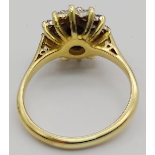 1758 - AN 18K YELLOW GOLD DIAMOND CLUSTER RING - 0.60CTW. 4.8G. SIZE L. TAN6017.