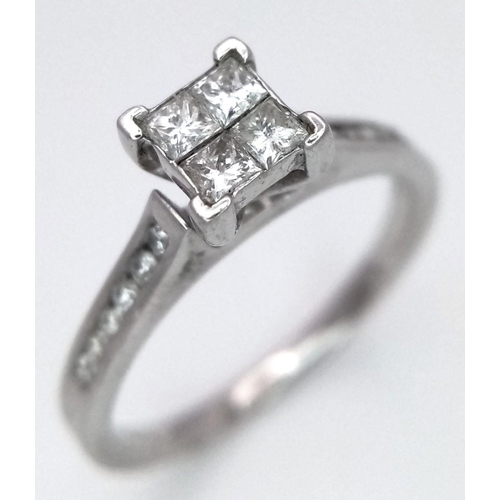 1990 - A 14K WHITE GOLD DIAMOND RING 0.25CT 2.5G SIZE M 1/2. Ref: SC 6068