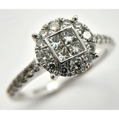 2277 - A 9K WHITE GOLD DIAMOND RING - 0.55CTW. 3.1G. SIZE N. TAN6004.