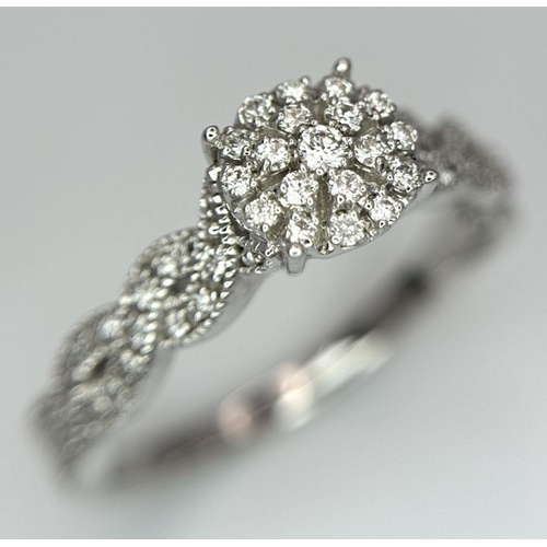 2203 - A 9K WHITE GOLD FANCY DIAMOND SET RING 0.35CT 3.5G SIZE R 1/2. Ref: SC 6001