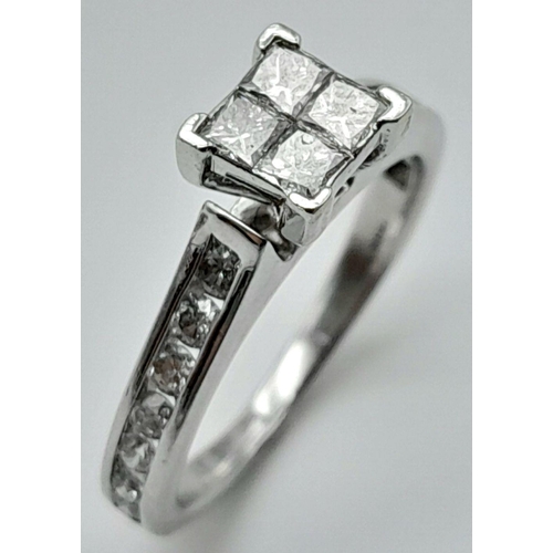 1587 - A 14K WHITE GOLD DIAMOND RING - 0.40CTW. 2.7G. SIZE J.
JR2.