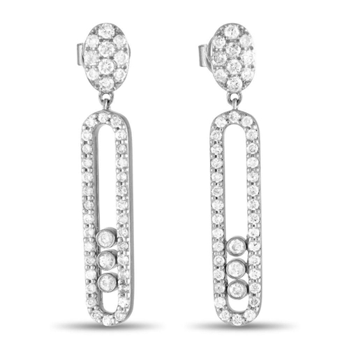 1058 - A pair of 14K White Gold 1.00ct Diamond Earrings. Sparkling Diamonds with a total weight of 1.00 car... 