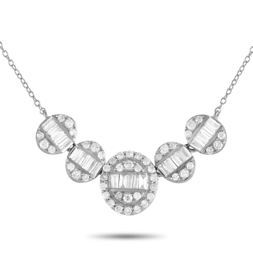 1089 - A 14K White Gold 0.60ct Diamond Necklace. Diamonds with a total weight of 0.60 carats sparkle and sh... 