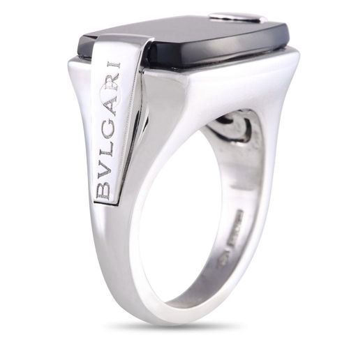 1096 - A Bvlgari Allegra 18K White Gold Black Onyx. A singular onyx gemstone serves as a stunning focal poi... 