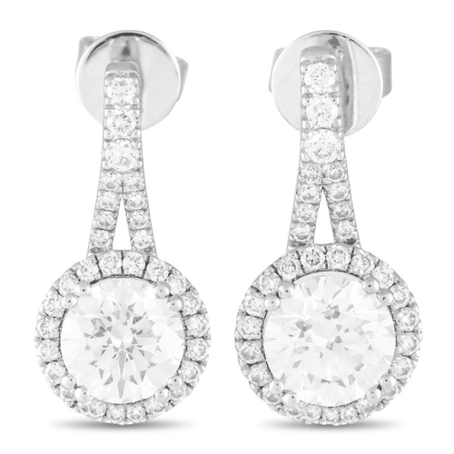 855 - A pair of 14K White Gold 2.40ct Lab Grown Diamond Earrings. Features 1.96 carat Lab Grown Diamond ce... 