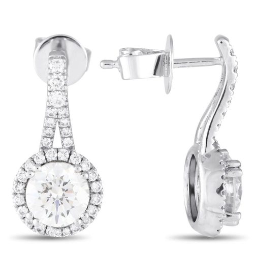 855 - A pair of 14K White Gold 2.40ct Lab Grown Diamond Earrings. Features 1.96 carat Lab Grown Diamond ce... 